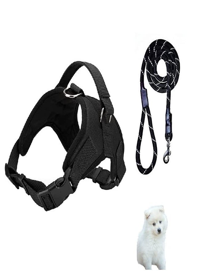 Smart Pups Vest Harness for Dogs Large Size with Padded Black Rope Leash Comfortable &Breathable & Durable -Dog Harness for Large German Shepherd Vest Harness for Dog (Black) - Image 2